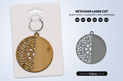 Boho Mandala Round Keychain Laser Cut Product Image 2