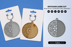 Boho Mandala Round Keychain Laser Cut Product Image 2