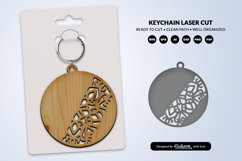 Boho Mandala Round Keychain Laser Cut Product Image 4
