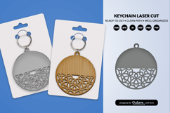 Boho Mandala Round Keychain Laser Cut Product Image 2