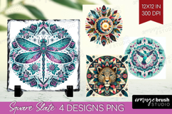 Boho Animal Slate PNG - Mandala Square Slate Sublimation Product Image 1