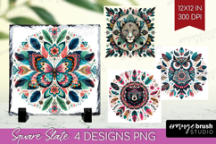 Boho Animal Slate PNG - Mandala Square Slate Sublimation Product Image 1