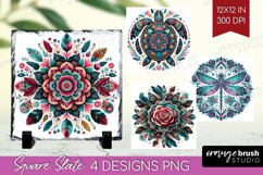 Boho Animal Slate PNG - Mandala Square Slate Sublimation Product Image 1