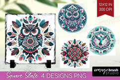 Boho Animal Slate PNG - Mandala Square Slate Sublimation Product Image 1