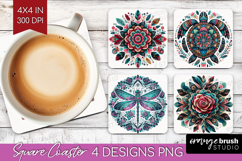 Boho Animal Square Coaster - Mandala Coaster PNG Sublimation Product Image 1