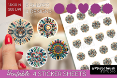 Boho Animal Round Sticker - Mandala Printable Sticker Sheet Product Image 1