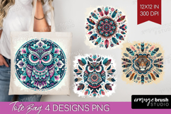 Boho Animal Tote Bag - Mandala Tote Bag PNG Sublimation Product Image 1