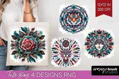 Boho Animal Tote Bag - Mandala Tote Bag PNG Sublimation Product Image 1
