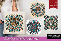Boho Animal Tote Bag - Mandala Tote Bag PNG Sublimation Product Image 1