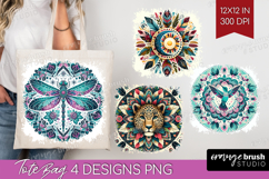 Boho Animal Tote Bag - Mandala Tote Bag PNG Sublimation Product Image 1