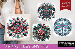 Boho Animal Tote Bag - Mandala Tote Bag PNG Sublimation Product Image 1