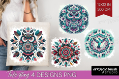 Boho Animal Tote Bag - Mandala Tote Bag PNG Sublimation Product Image 1