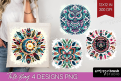 Boho Animal Tote Bag - Mandala Tote Bag PNG Sublimation Product Image 1