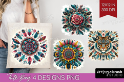 Boho Animal Tote Bag - Mandala Tote Bag PNG Sublimation Product Image 1