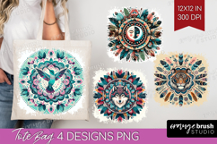 Boho Animal Tote Bag - Mandala Tote Bag PNG Sublimation Product Image 1