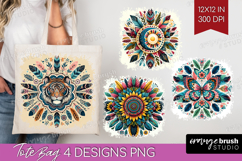 Boho Animal Tote Bag - Mandala Tote Bag PNG Sublimation Product Image 1
