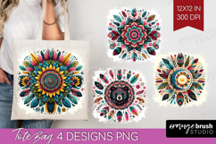 Boho Animal Tote Bag - Mandala Tote Bag PNG Sublimation Product Image 1