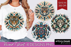 Boho Animal Round Tshirt Background - Mandala PNG Product Image 1