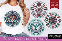 Boho Animal Round Tshirt Background - Mandala PNG Product Image 1