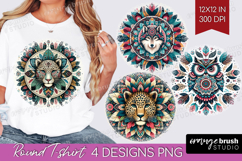 Boho Animal Round Tshirt Background - Mandala PNG Product Image 1