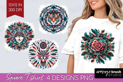 Boho Animal Square Tshirt Background - Mandala PNG Product Image 1