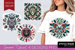 Boho Animal Square Tshirt Background - Mandala PNG Product Image 1