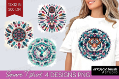 Boho Animal Square Tshirt Background - Mandala PNG Product Image 1