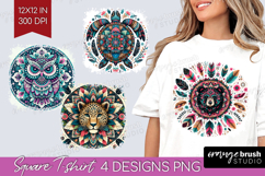 Boho Animal Square Tshirt Background - Mandala PNG Product Image 1