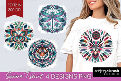 Boho Animal Square Tshirt Background - Mandala PNG Product Image 1