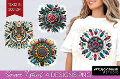 Boho Animal Square Tshirt Background - Mandala PNG Product Image 1