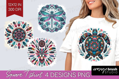 Boho Animal Square Tshirt Background - Mandala PNG Product Image 1