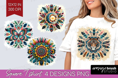 Boho Animal Square Tshirt Background - Mandala PNG Product Image 1