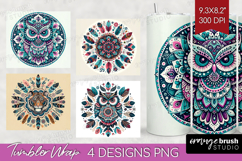 Boho Animal Tumbler Wrap - Mandala Tumbler PNG Sublimation Product Image 1