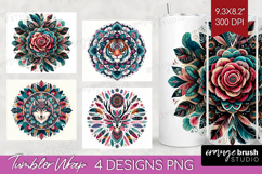Boho Animal Tumbler Wrap - Mandala Tumbler PNG Sublimation Product Image 1