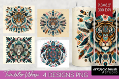 Boho Animal Tumbler Wrap - Mandala Tumbler PNG Sublimation Product Image 1