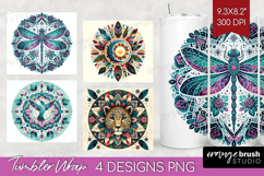 Boho Animal Tumbler Wrap - Mandala Tumbler PNG Sublimation Product Image 1