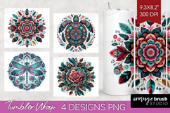 Boho Animal Tumbler Wrap - Mandala Tumbler PNG Sublimation Product Image 1
