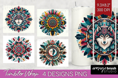 Boho Animal Tumbler Wrap - Mandala Tumbler PNG Sublimation Product Image 1