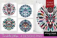 Boho Animal Tumbler Wrap - Mandala Tumbler PNG Sublimation Product Image 1