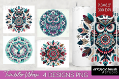 Boho Animal Tumbler Wrap - Mandala Tumbler PNG Sublimation Product Image 1