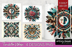 Boho Animal Tumbler Wrap - Mandala Tumbler PNG Sublimation Product Image 1
