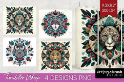Boho Animal Tumbler Wrap - Mandala Tumbler PNG Sublimation Product Image 1