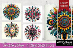 Boho Animal Tumbler Wrap - Mandala Tumbler PNG Sublimation Product Image 1