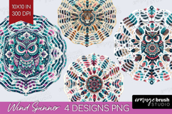 Boho Animal Wind Spinner Sublimation PNG - Mandala Round Product Image 1