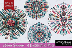 Boho Animal Wind Spinner Sublimation PNG - Mandala Round Product Image 1