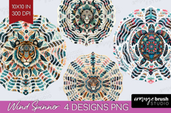 Boho Animal Wind Spinner Sublimation PNG - Mandala Round Product Image 1