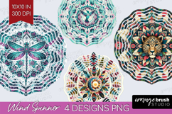 Boho Animal Wind Spinner Sublimation PNG - Mandala Round Product Image 1