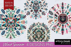 Boho Animal Wind Spinner Sublimation PNG - Mandala Round Product Image 1