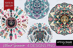 Boho Animal Wind Spinner Sublimation PNG - Mandala Round Product Image 1