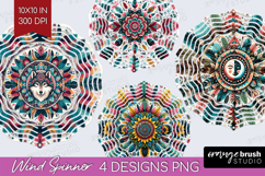 Boho Animal Wind Spinner Sublimation PNG - Mandala Round Product Image 1